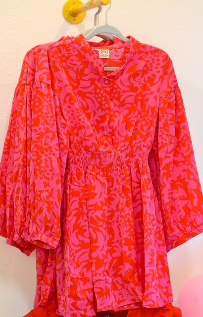 Rosy Fusion Button Down Dress